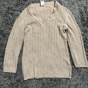 Faded Glory Tan Cable Knit Sweater Size L